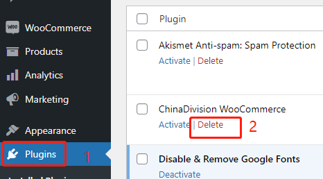卸载 woocommerce